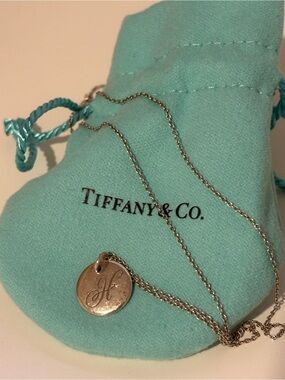 Tiffany & Co. Sterling Disc Initial Necklace